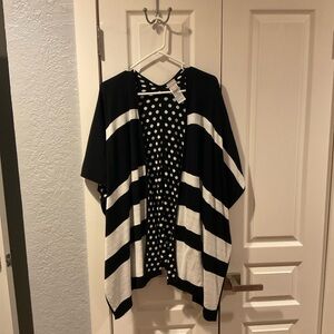 Chico's Black and White Striped Cardigan